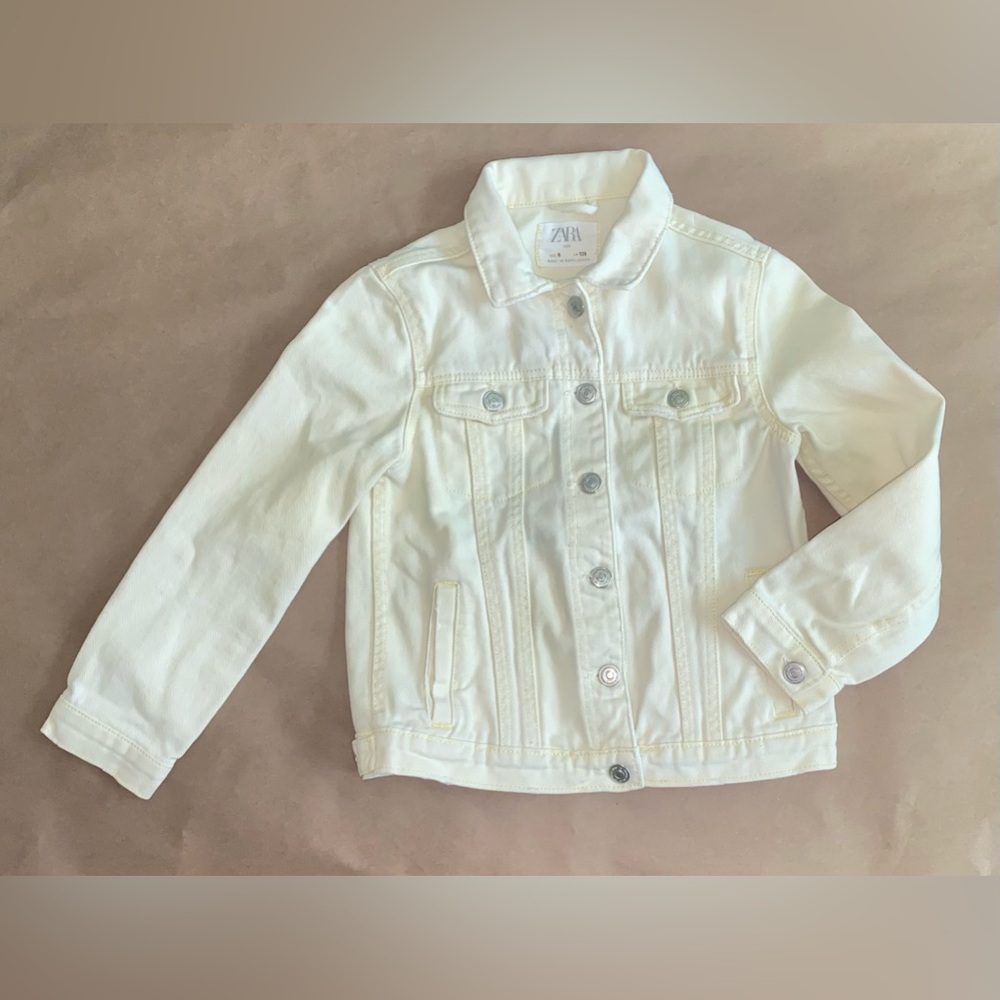 Zara Kids Pastel Yellow Denim Jacket Size 8